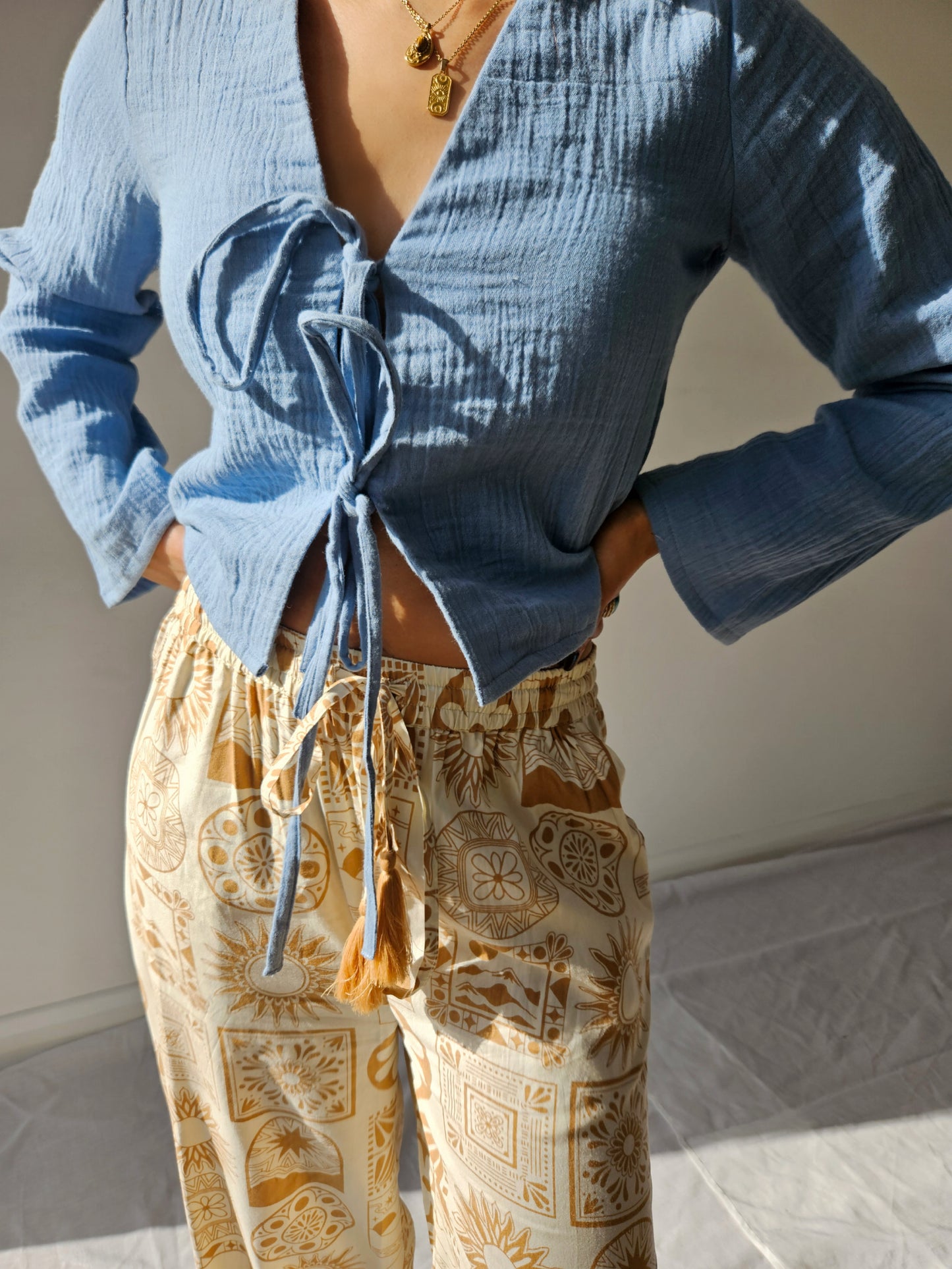 Riley Tan Tile Wide Leg Trousers
