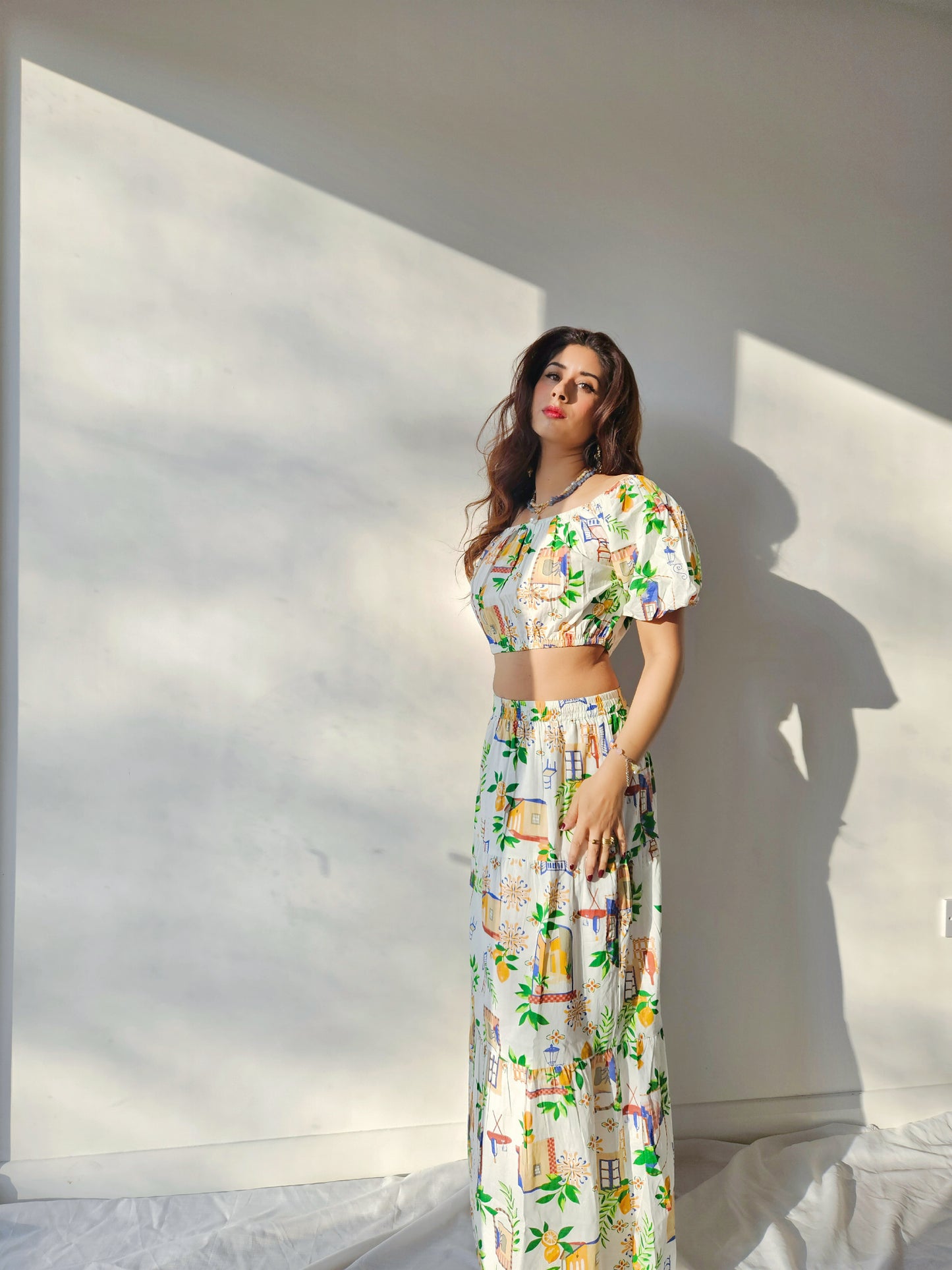 Isabella Postcard Print Maxi Skirt