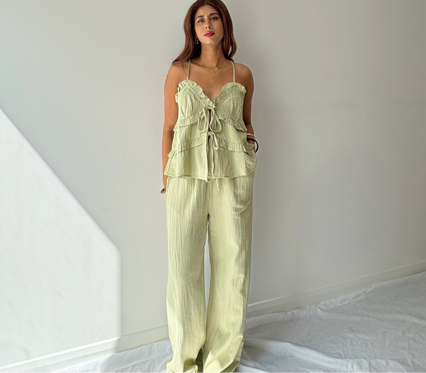 Cindy Soft Green Textured Top