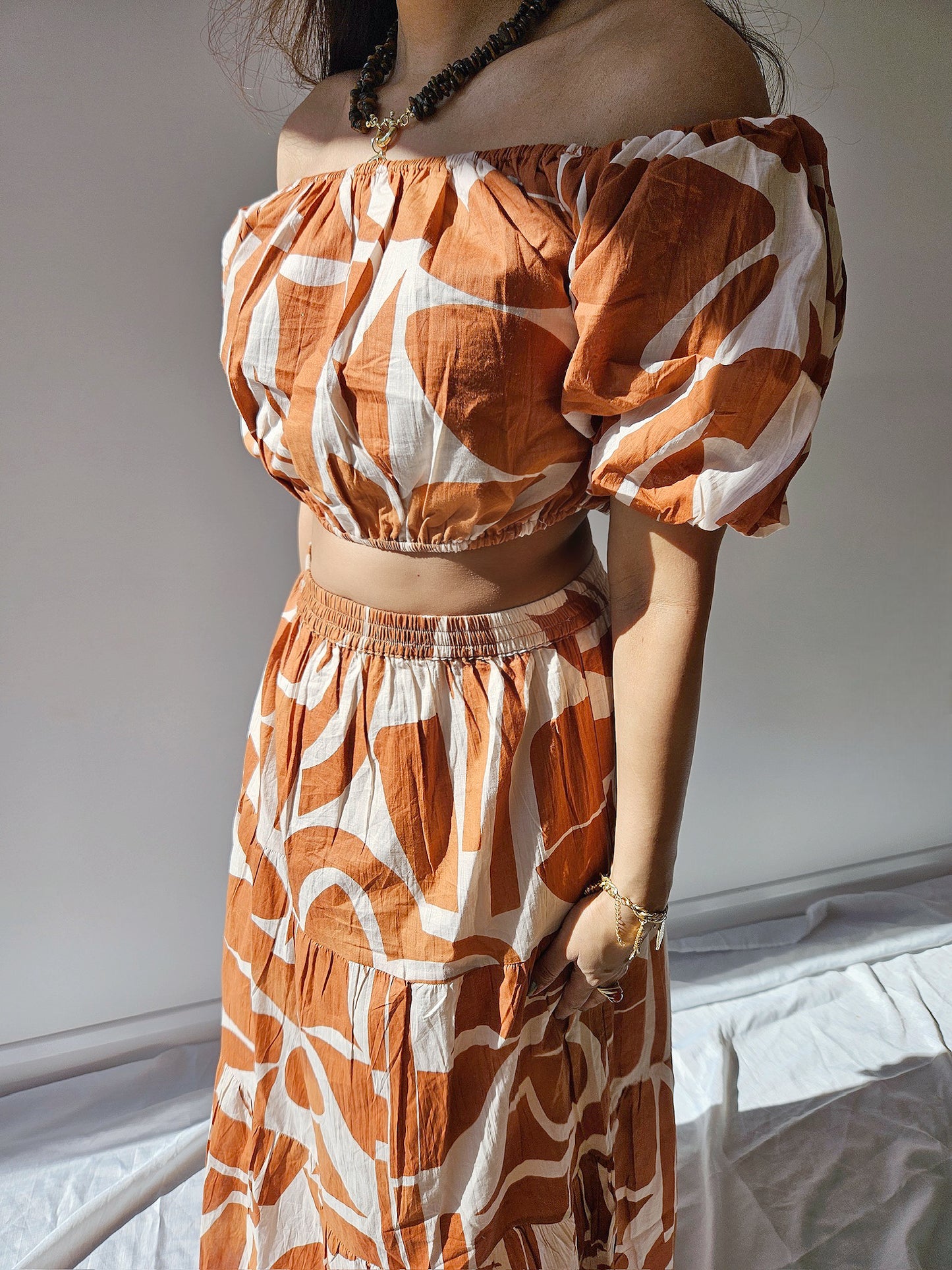 Isabella Brown Abstract Top
