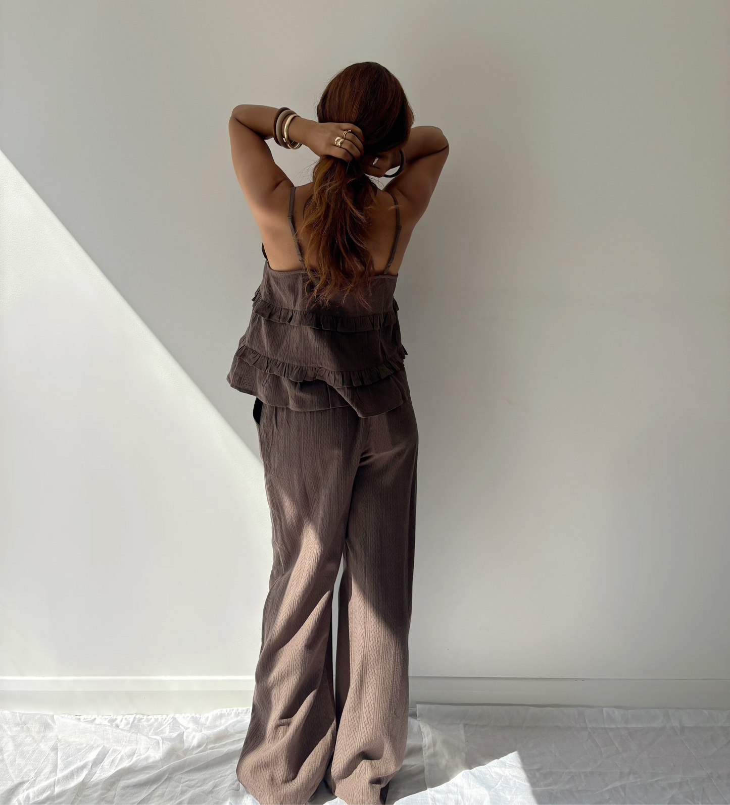 Cindy Brown Textured Trousers