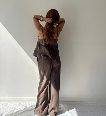 Cindy Brown Textured Trousers