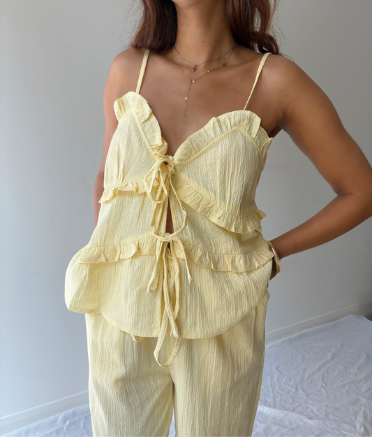 Cindy Soft Yellow Textured Top