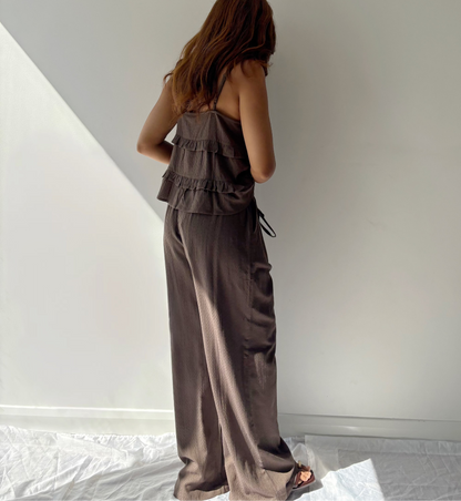 Cindy Brown Textured Trousers