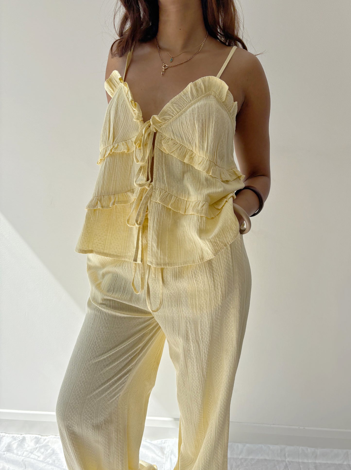 Cindy Soft Yellow Textured Top