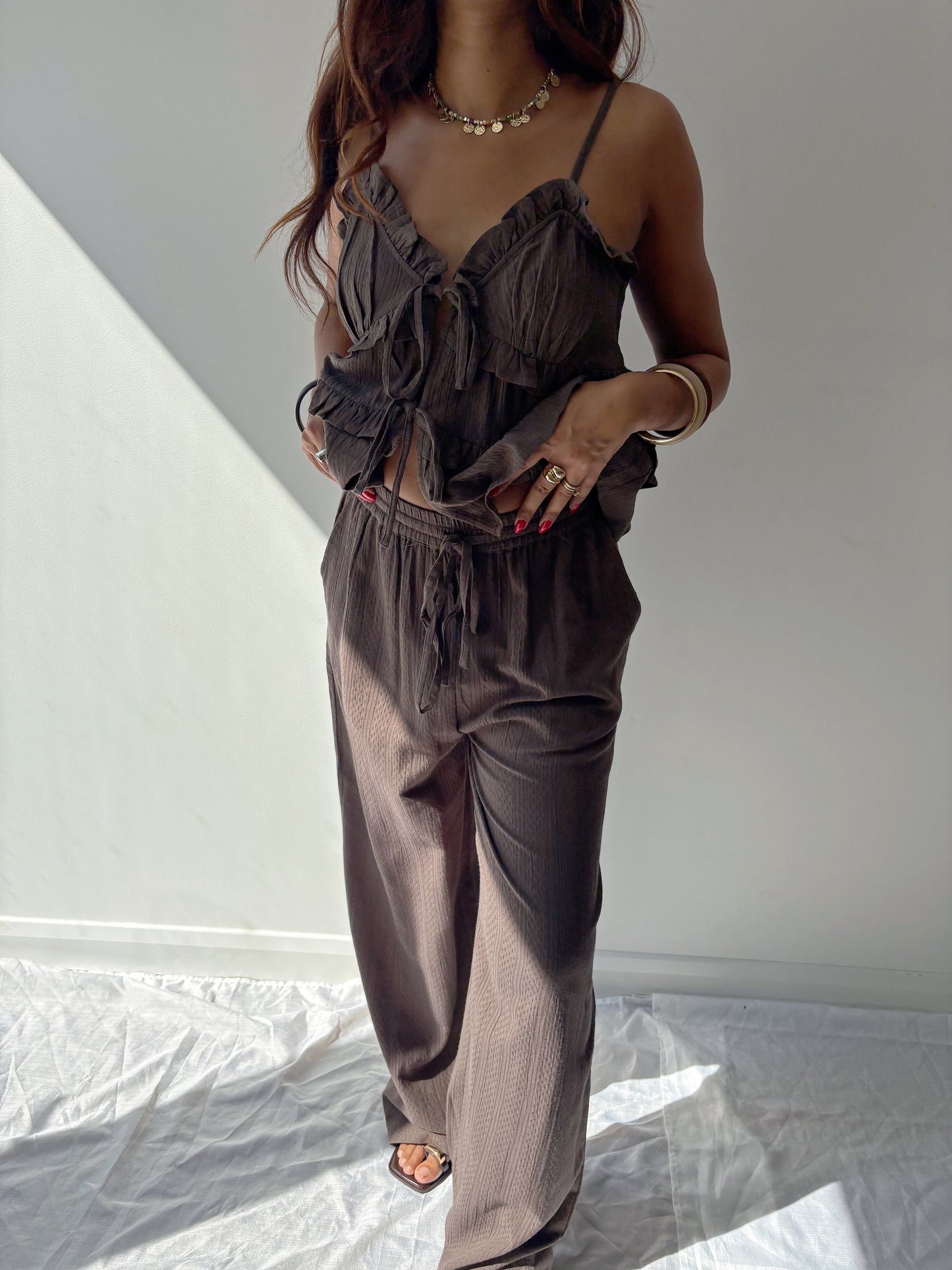 Cindy Brown Textured Top