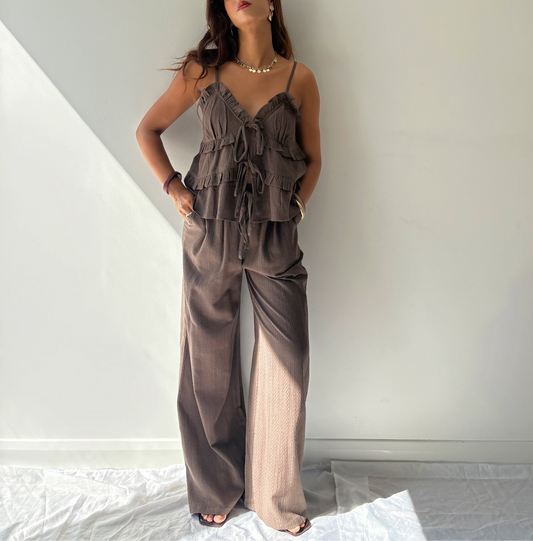 Cindy Brown Textured Trousers