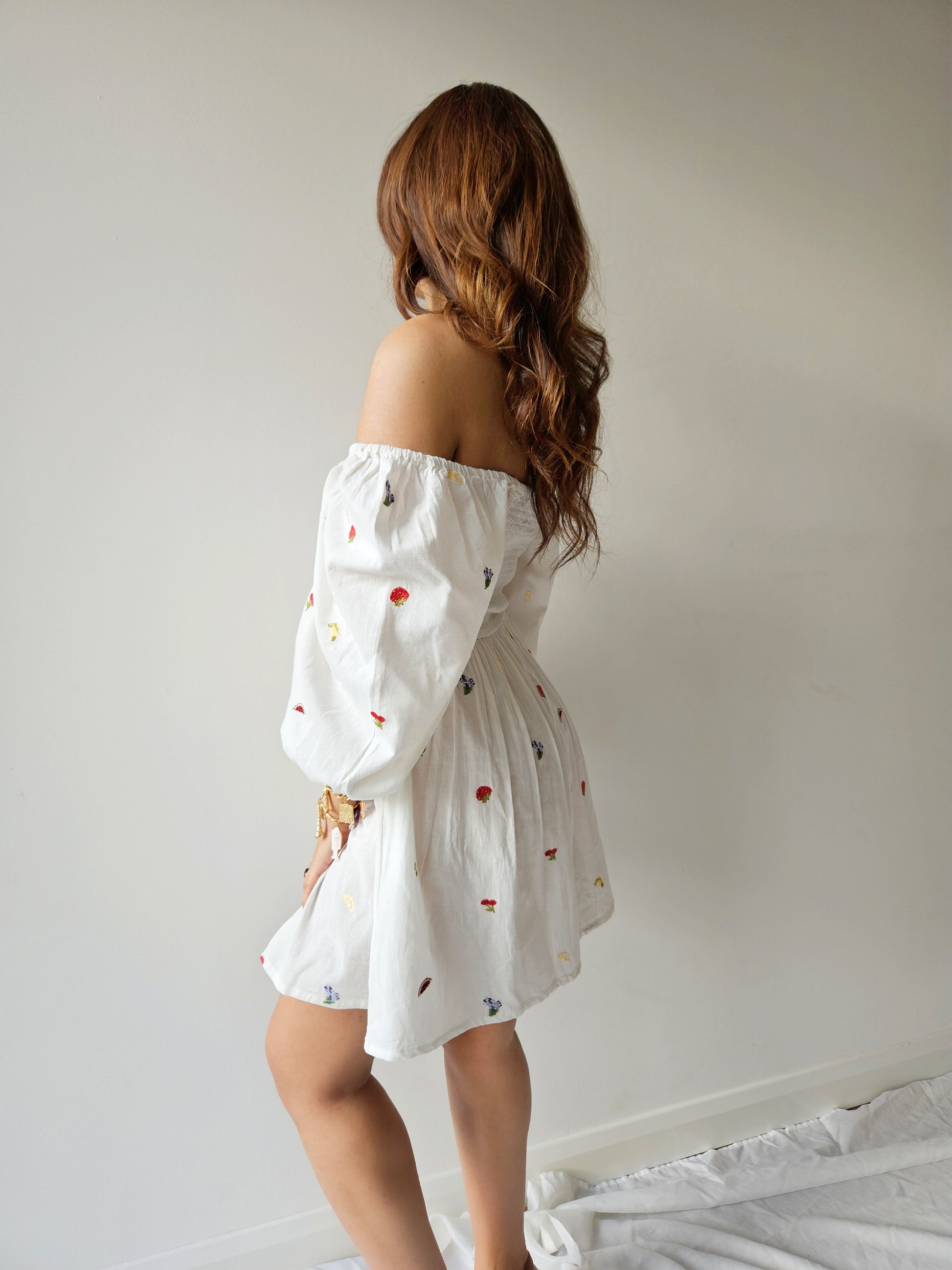 Berry Fruit Embroidered Mini Dress Berry Fruit Embroidered Mini Dress
