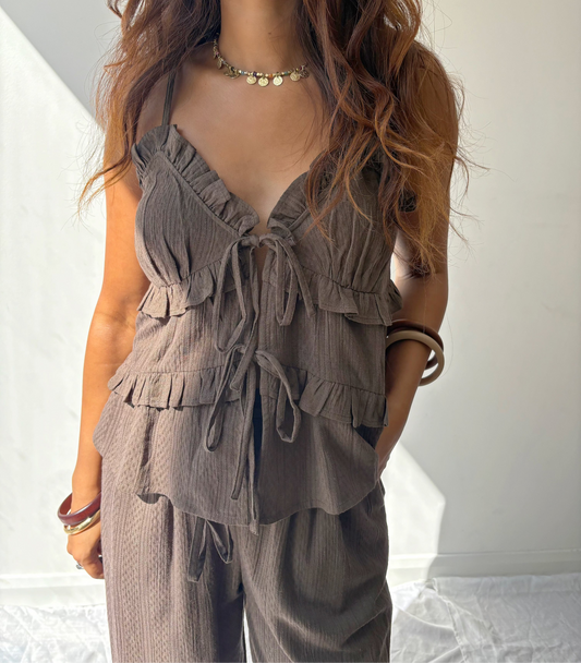 Cindy Brown Textured Top