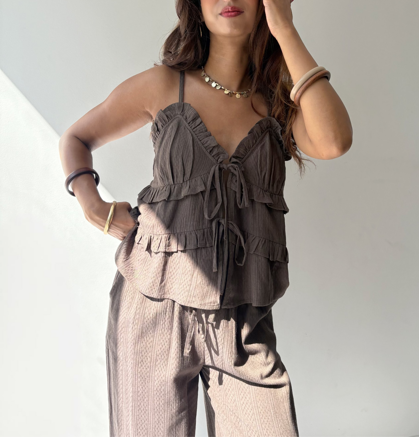Cindy Brown Textured Top