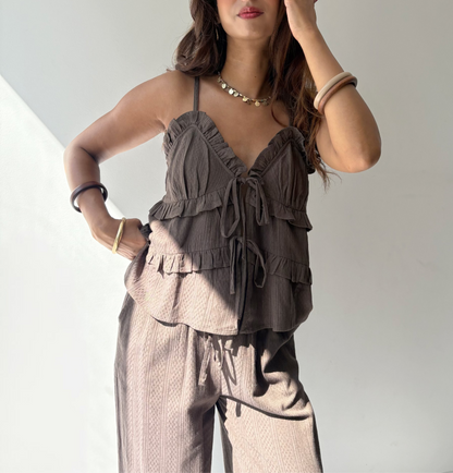 Cindy Brown Textured Top