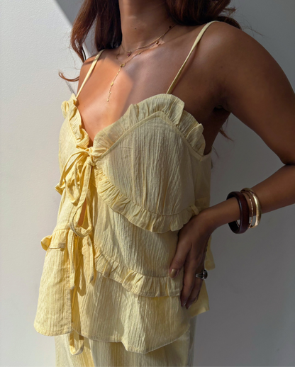 Cindy Soft Yellow Textured Top