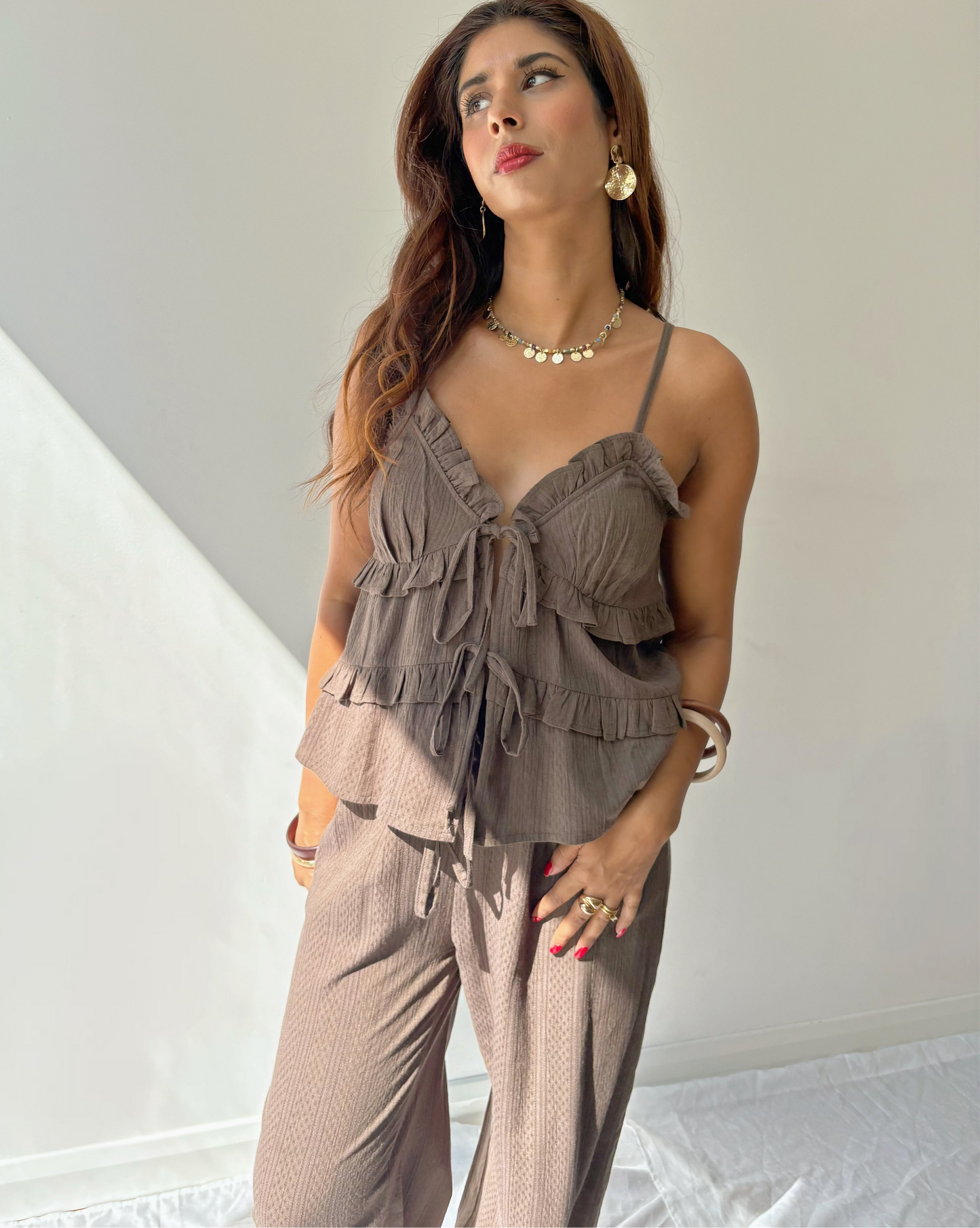 Cindy Brown Textured Top