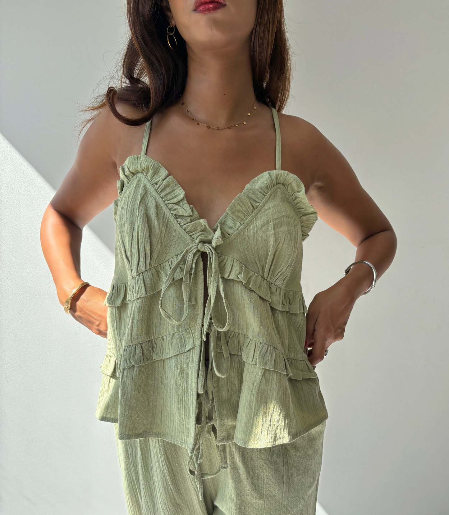 Cindy Soft Green Textured Top