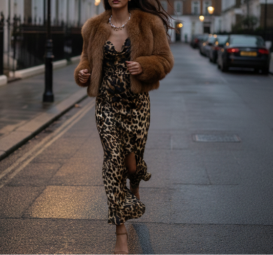 Gina Dark Leopard Print Maxi Dress