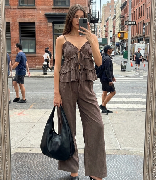 Cindy Brown Textured Trousers