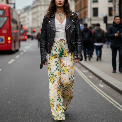 Riley Lemon Wide Leg Trousers