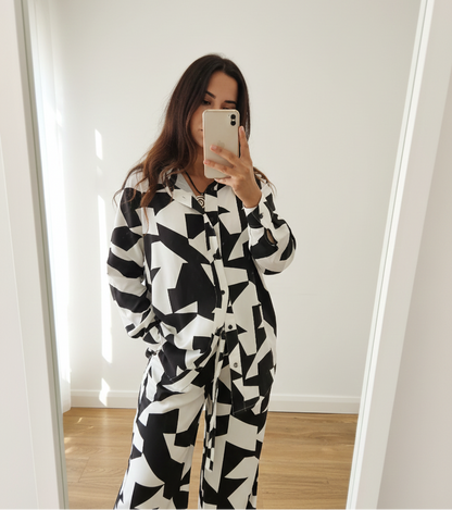 Charlie Abstract Mono Print Oversized Shirt