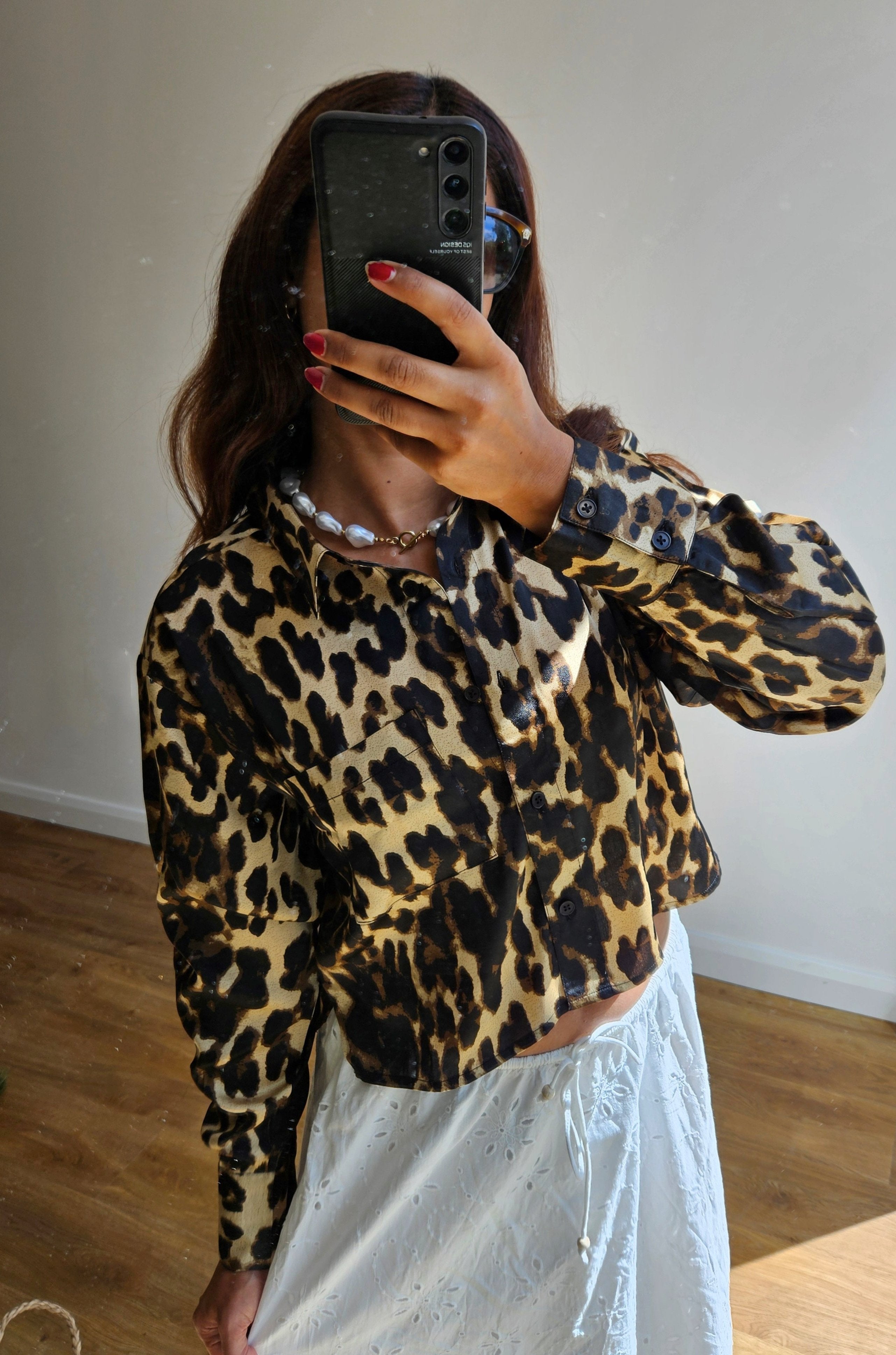 Leopard print satin blouse online