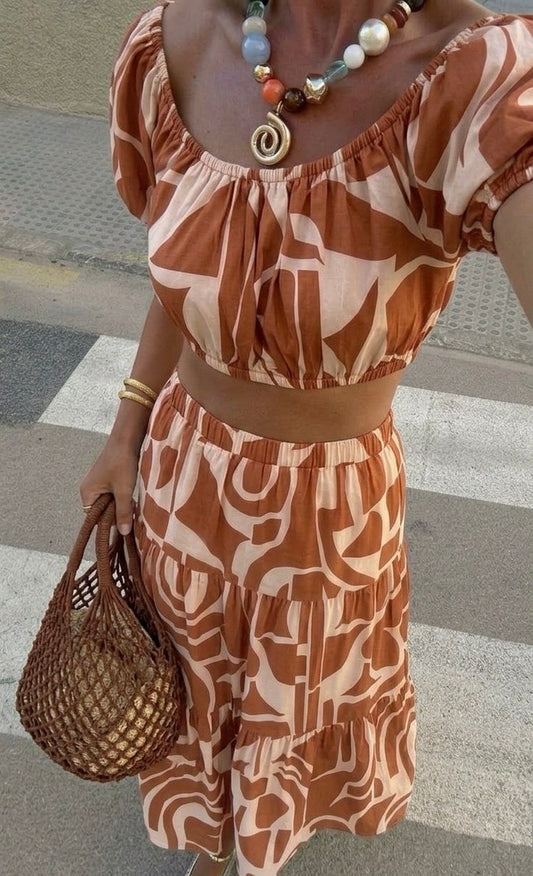 Isabella Brown Abstract Top
