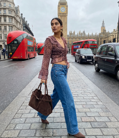 Jemima Leopard Print Bow Tie Top